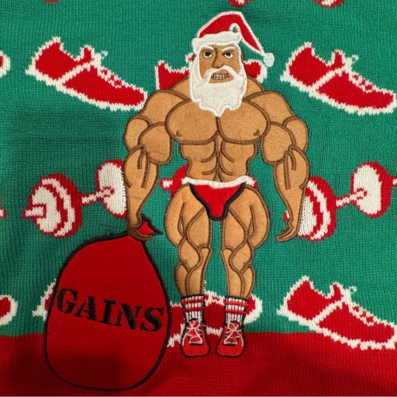 Ugly Christmas Sweater- Santa Gains (XL) - Picture 2 of 10